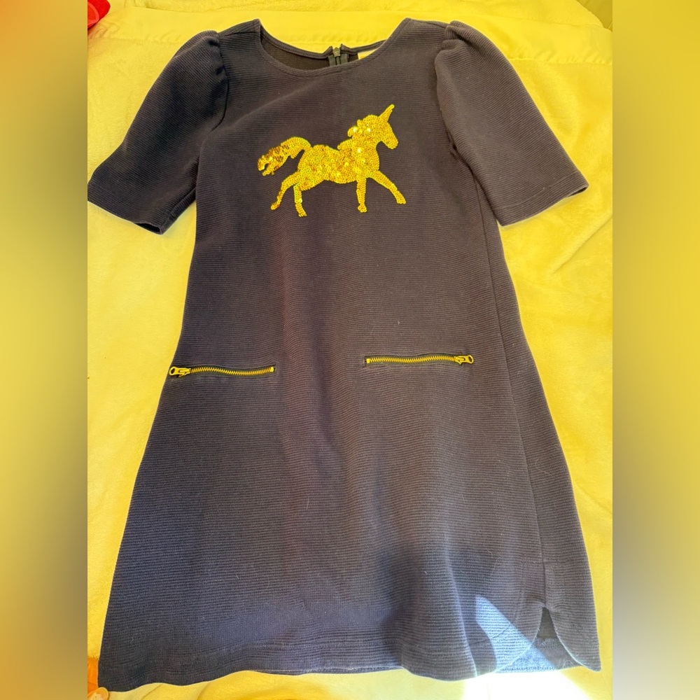 Gymboree Navy Dress with Gold Accents